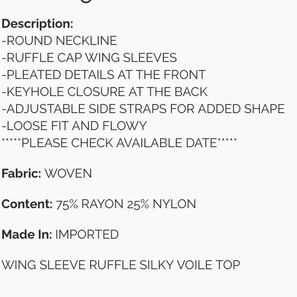 Easel Cream Flutter Sleeve Blouse - Picture 3 of 3